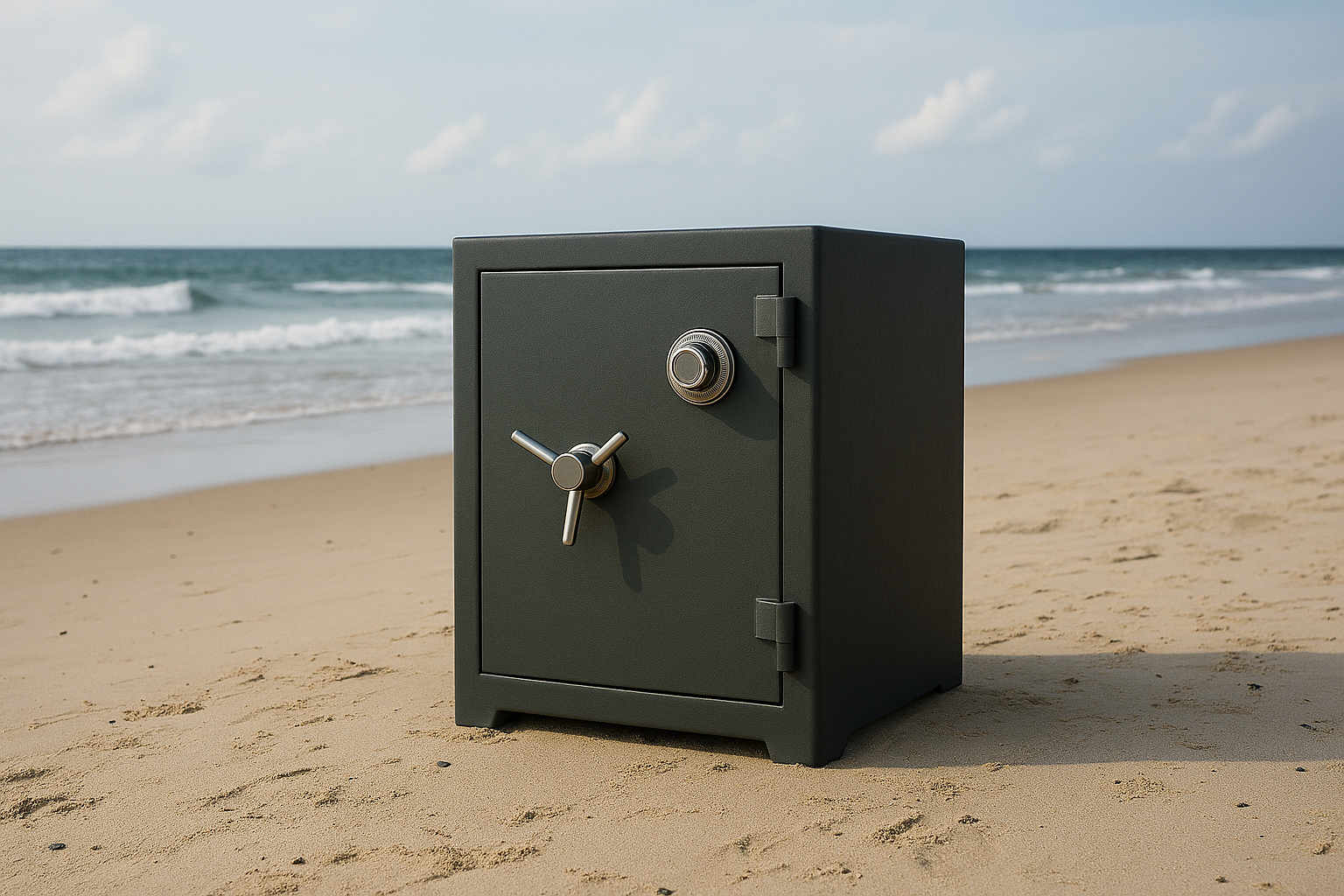Caja fuerte en la playa